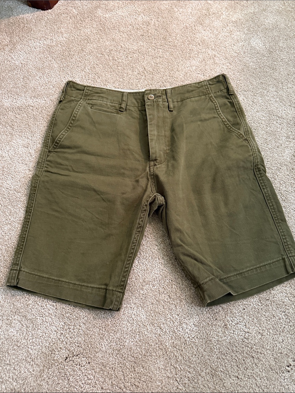 Levi's Olive Green Flat-Front Cotton Shorts